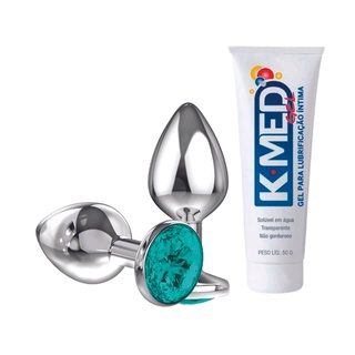 Plug Anal Aço Inox + Gel Lubrificante k-med 50g Sex Shop