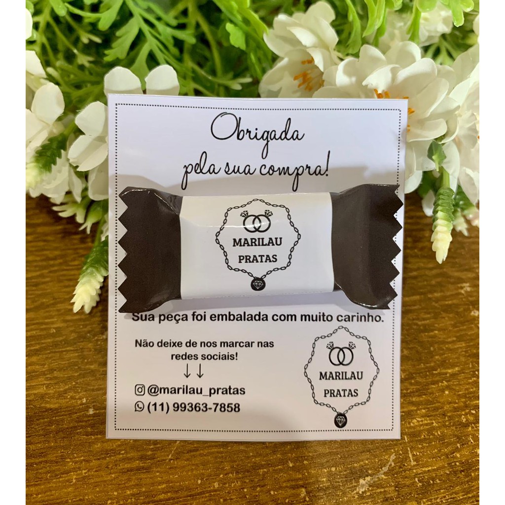 200 Cartão de agradecimento com bala Personalizada