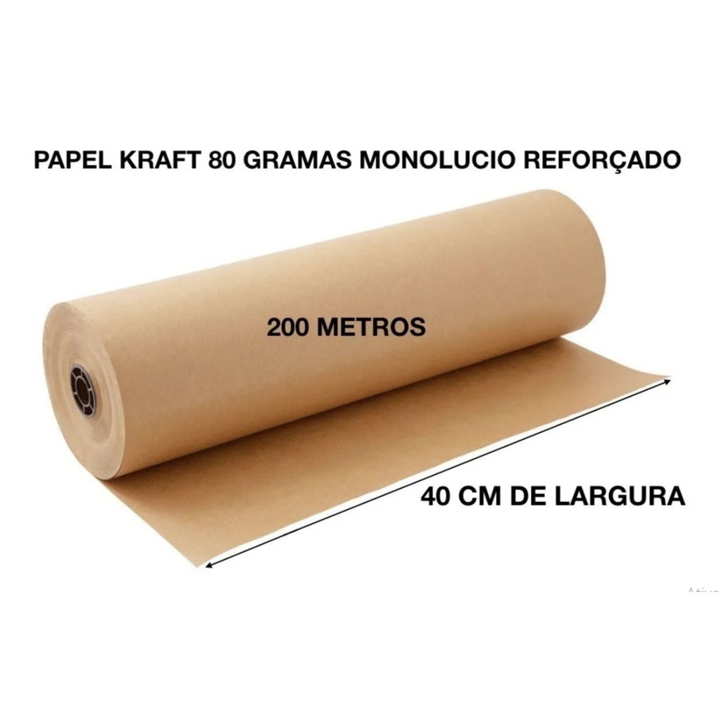 Bobina Papel Kraft 40 CM De Largura 80 Gramas 200 Metros Pardo Monolúcido Molds Para Costura Caixa Full