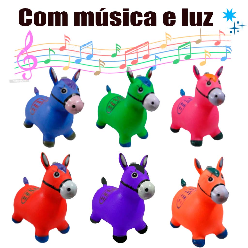 Cavalinho Brinquedo Musical Inflável Upa Upa Pula Pula Com  Crianças Infantil CVL-V