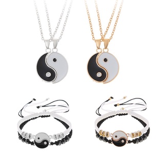 2pcs Pulseira De Casal Amizade Melhor Amigo Pulseiras Yin Yang Tai Chi Colar Jóias Para Mulheres
