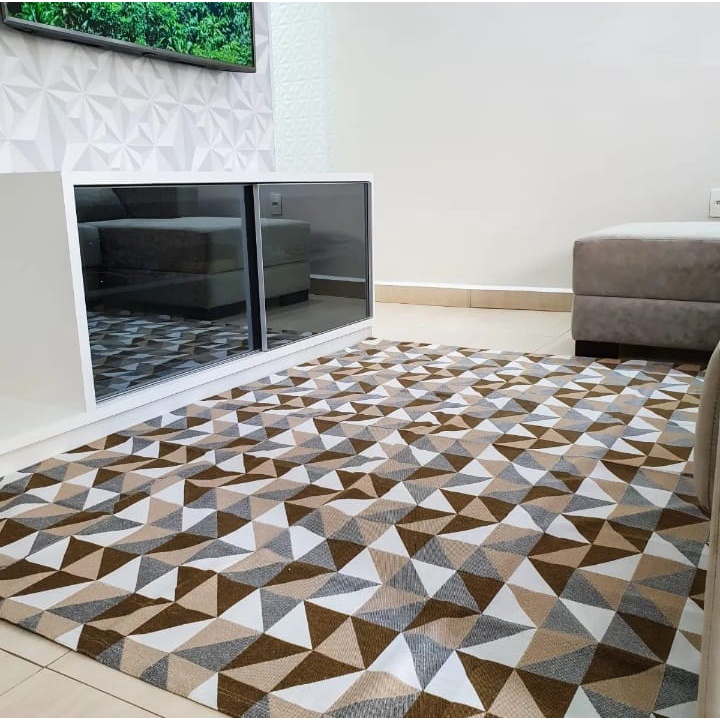 Tapete de Sala Dubai 2,00 x 1,40 Sala Quarto Copa Luxuoso - Jacquard Geometrico