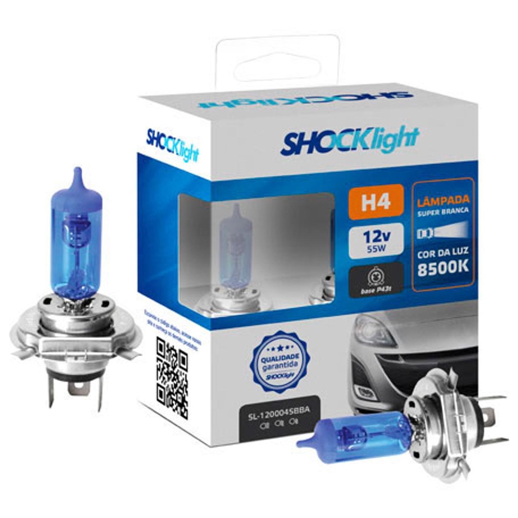 Par Lampada Shocklight Halogena Super Branca H4 12v 60/55w em Oferta na Shopee
