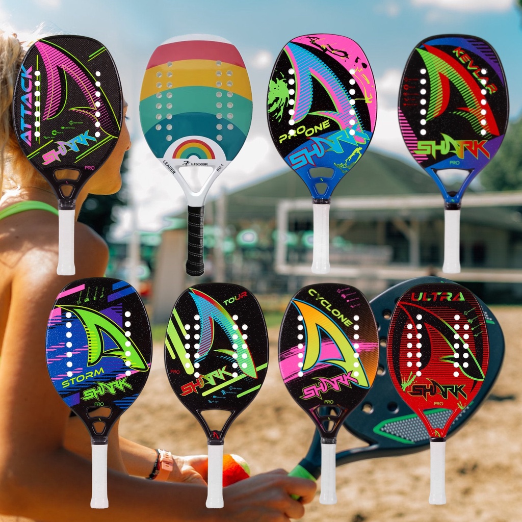 Raquete De Beach Tennis Shark Original 3K 12K Fibra Carbono EVA Com ...