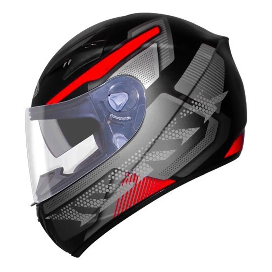 CAPACETE MOTO EBF XTROY FURIOUS PRETO VERMELHO FOSCO COM ÓCULOS INTERNO