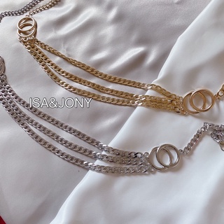 Cinto feminino com corrente de metal multicamada moda cinto