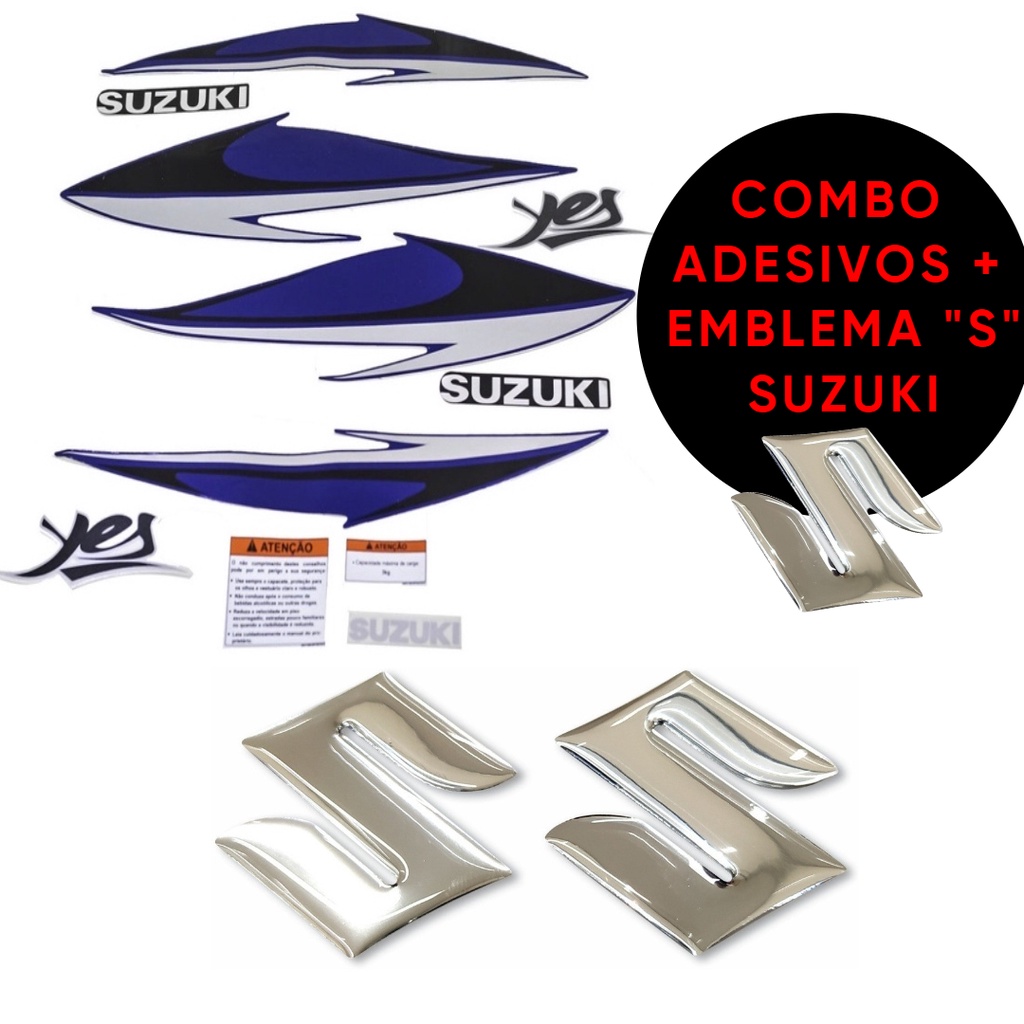 Faixa Adesiva Suzuki Yes 125 2008 Azul + Emblema S Suzuki Resinado