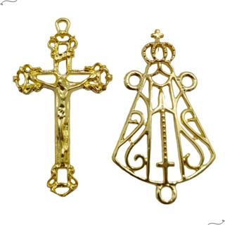 10 Crucifixos + 10 Entremeios Nsa Aparecida Vazada Modelo Novo Dourado em Oferta na Shopee