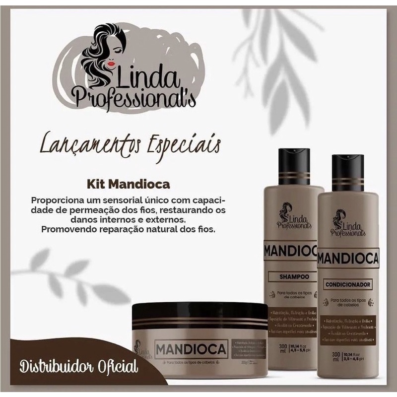 Combo Linha Mandioca - 300ml - Shampoo | Condicionador | Máscara