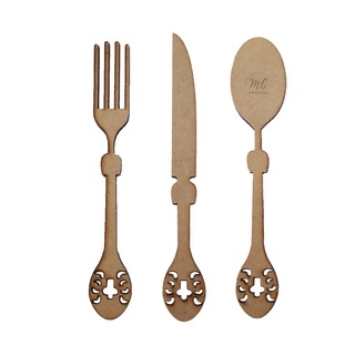 Aplique Talher Garfo/Faca/Colher MDF - 7cm | 9cm | 15cm | 20cm | 30cm em Oferta na Shopee