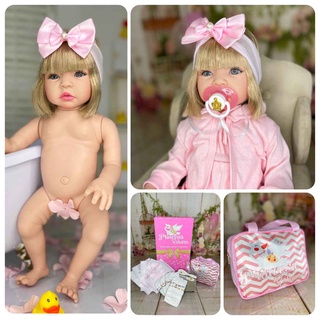 Boneca Baby Reborn Realista Corpo de Silicone Pode Banhar