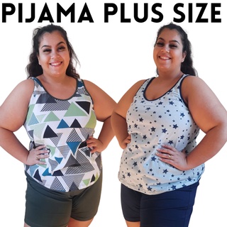 Pijama feminino plus size G1 até o G5 malha algodão puro, Short, Regata Bata super fresquinho pro verão muito confortável