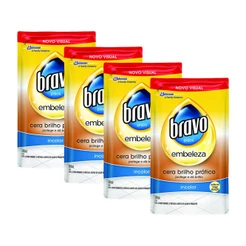 Kit 4 Refil Cera Líquida Bravo Brilho Prático Incolor Embeleza 500ml