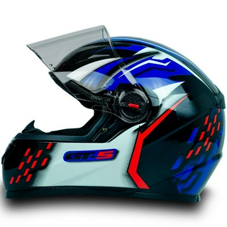 Capacete Fechado Moto Gt5 Azul Vermelho C Narigueira Tam 60