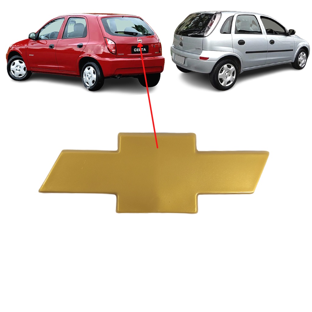 APLIQUE DOURADO DO EMBLEMA traseiro porta Mala Celta e Corsa Hatch 2006 2007 2008 2009 2010 dourado