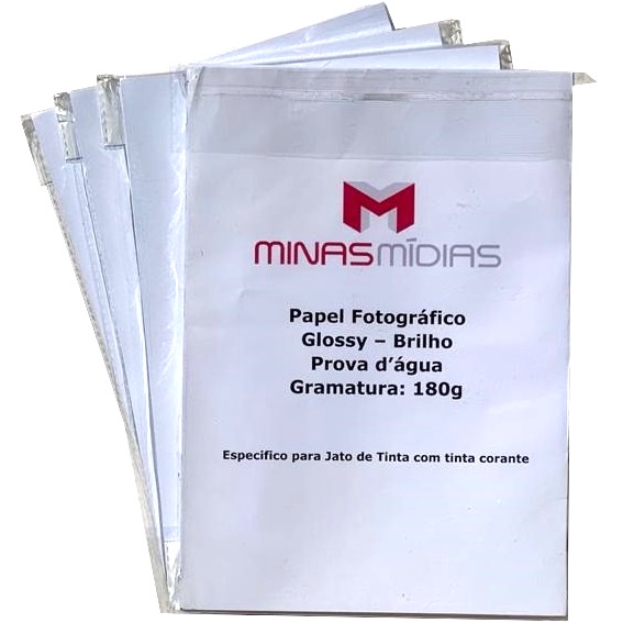 Papel Fotográfico A4 Glossy 180g à prova d'água - 100 Folhas - Papel Foto com Brilho