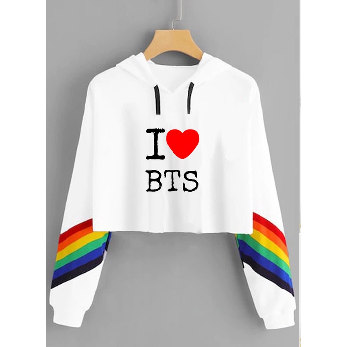 Cropped Moletom BTS K Pop Blusa Frio