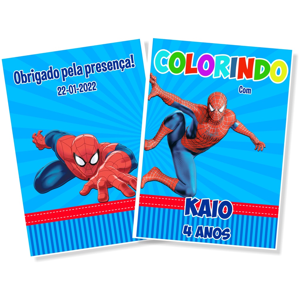 Lembrancinhas para festas - Mini Caderno/livro de Colorir 10x15cm - Tema Homem Aranha - personalizado
