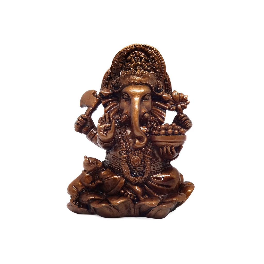 Estátua Escultura Cor Bronze Deus Ganesha 10x7cm