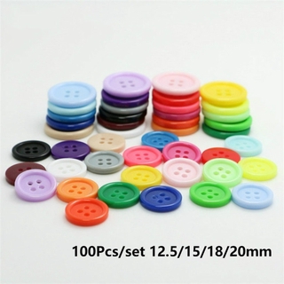 100Pcs 12,5/15/18/20mm Resina Mista Colorida 4 Furos Botões De Camisa Para Artesanato De Raspagem