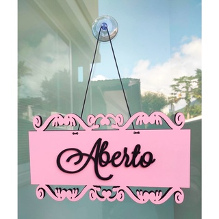 Placa Decorativa Enfeite Aberto / Fechado/ Volto Logo / Bem Vindos Mdf JÁ COM VENTOSA E CORDÃO