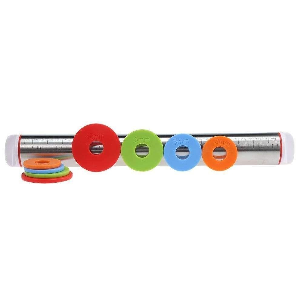 Rolo de Massa Profissional c/ Discos Medidas Ajustáveis Inox