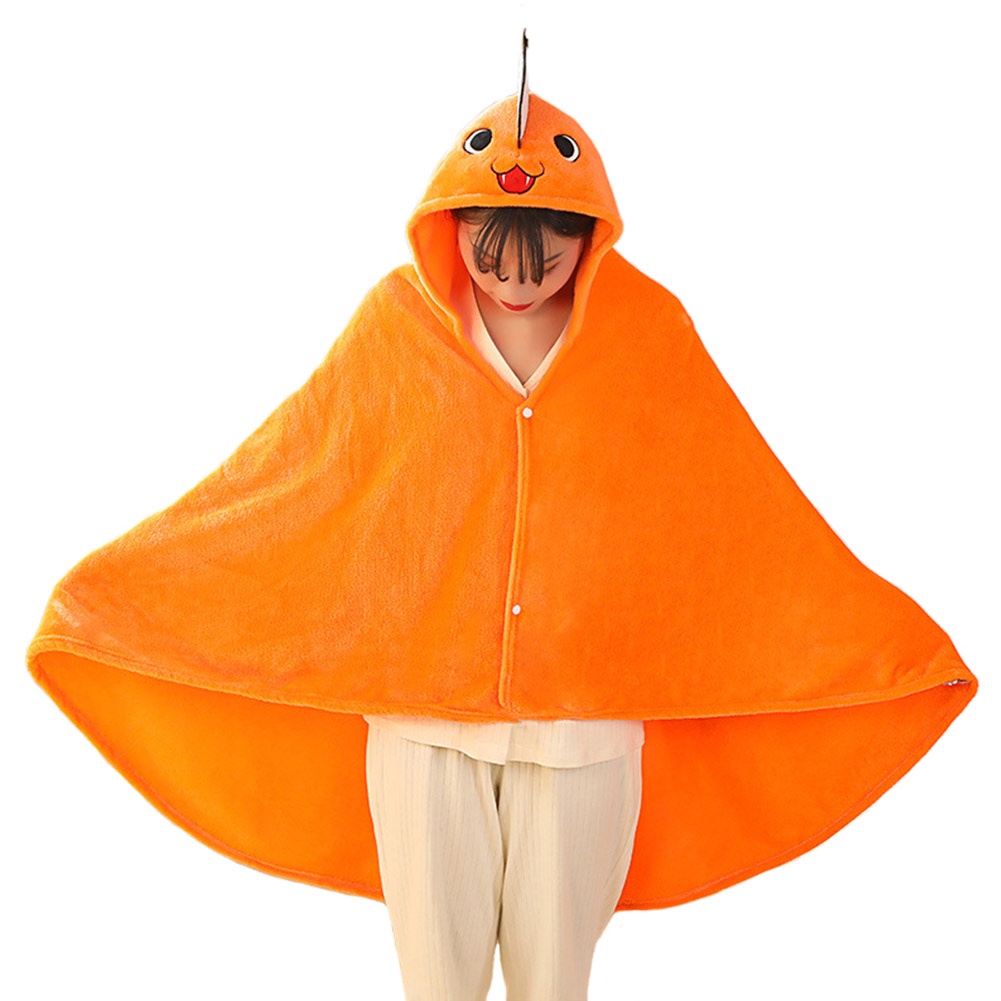Adulto Makita Pochita Cosplay Fantasia Cobertor De Pelúcia Capa Roupa Pijama Laranja Onesie Para Mulheres Menina (Tamanho Único ,)