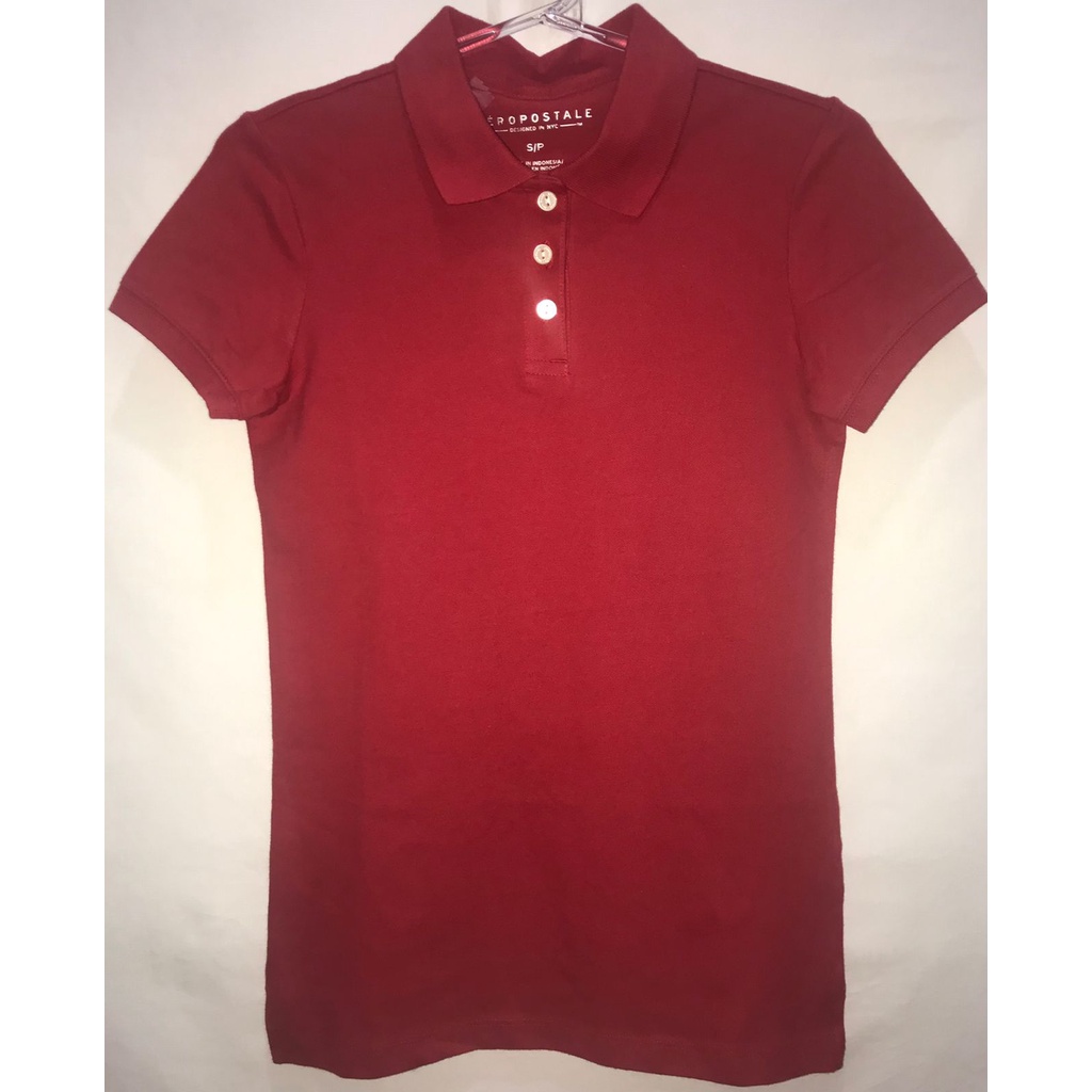 Blusa Camisa Aeropostale Gola Polo Lisa Sem Logomarca Feminina Cor Vermelho Tamanho P Original