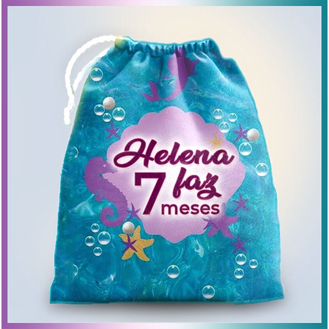 10 sacolinhas personalizada tecido FUNDO MAR TYFANI lembrancinhas de festa de aniversario 30cmx20cm