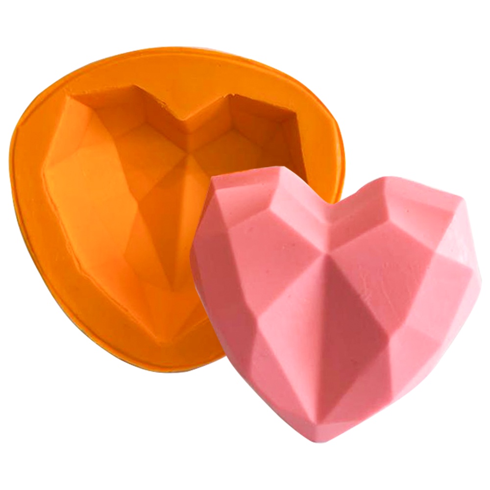 Molde De Silicone Coração Lapidado P. Para Fabricação de Sabonetes, Velas, Peças de Resina ou Gesso