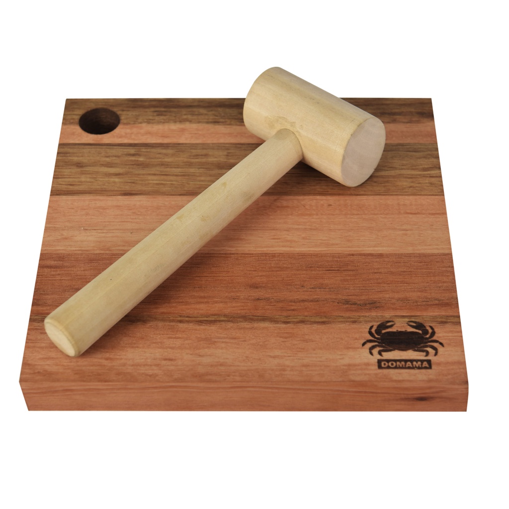 Tábua para Quebrar Caranguejo com Martelo em Madeira Domama Utily em Oferta na Shopee