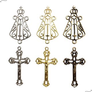 10 Crucifixos 10 Entremeios Nossa Senhora Aparecida Ouro Velho Prata e Dourado Para Terço