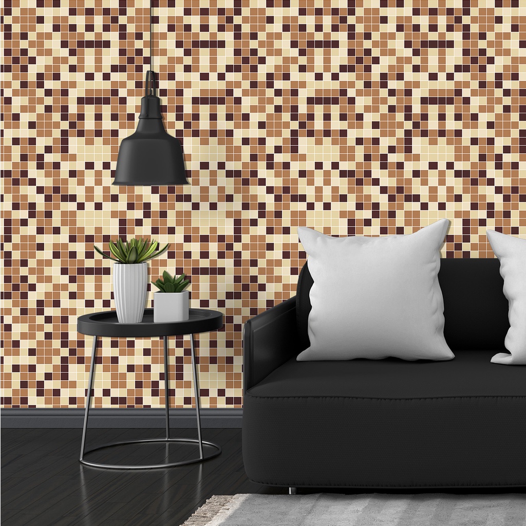 Papel de Parede Adesivo Pastilhas Azulejo Para Cozinha e Banheiro Em Tons De Marrom Adesivo Lavável