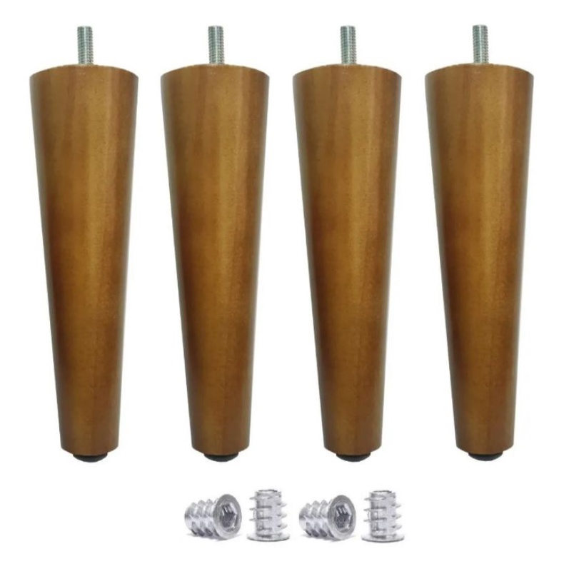 kit 4 pé palito 25cm + bucha americana e carpete de proteção , perna para móveis
