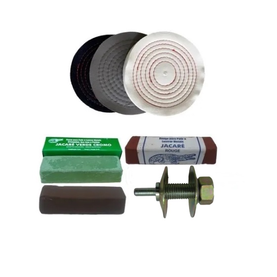 Kit Polimento Roda 6 Pol Massa 400 Gramas Adaptador De Furadeira M6