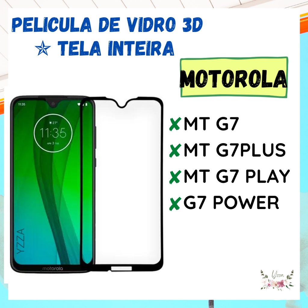 Pel cula de vidro 3d motorola moto g7 g7 plus g7 play g7 power