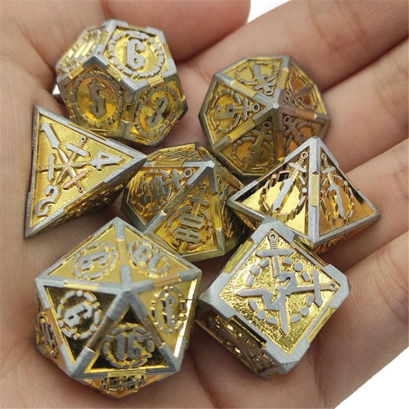 Wust New Design Metal Dice Set Board Game RPG 7pcs D4 D6 D8 D10 D% D12 D20  Set | Shopee Brasil