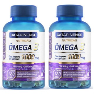 Kit 2x Ômega 3 1000mg - óleo de peixe catarinense 120 caps EPA 50mg + DHA 360mg 240 capsulas em Oferta na Shopee
