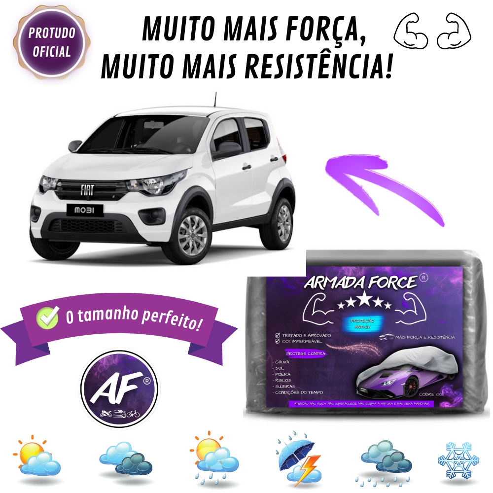 Capa Cobrir Mobi ARMADA FORCE  Sem Forro 100% Impermeável Protege Sol Chuva Poeira Proteção Anti-UV