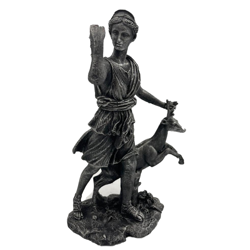 Deusa Diana Artemis Wicca 26cm Resina Prata