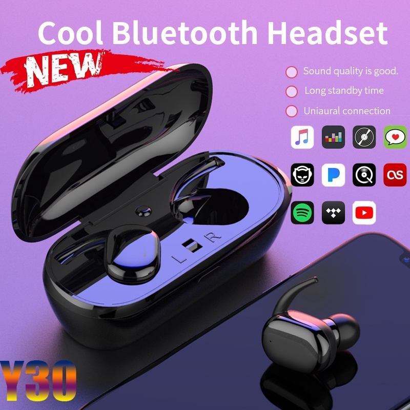 Fone De Ouvido Y30 TWS Esportivo Com Bluetooth 50 | Com Headset Estéreo Sem Fio Para Uso Externo!| Shopee Brasil