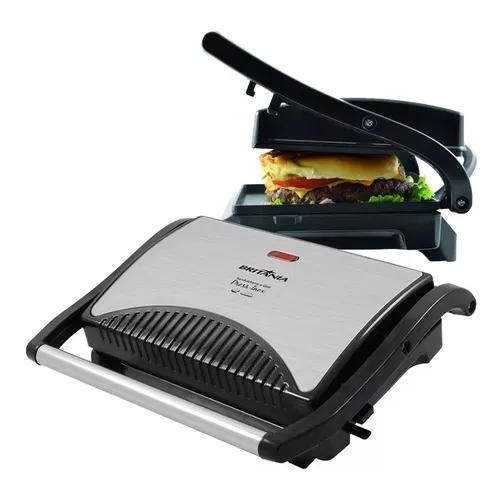 Sanduicheira e Grill Press , Revestimento Antiaderente, 850W 220V Britânia - Preto com Inox