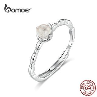 BAMOER 925 Silver Fashion Rings Moonstone SCR536