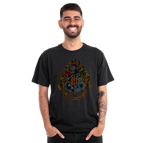 Camiseta Camisa Blusa HARRY POTTER LOGO CASAS ASFALTO CLUB COMIX