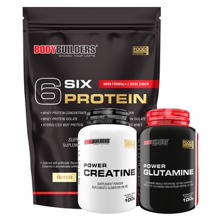 Kit 6 Six Protein 2Kg, Power Creatina 100g, Power Glutamina 100g - Bodybuilders