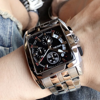 Megir Big Dial Top De Luxo Da Marca Dos Homens Relógios De Pulso De Quartzo Negócio Criativo Esportes De Aço Inoxidável Relógios Homens Relogio Masculino