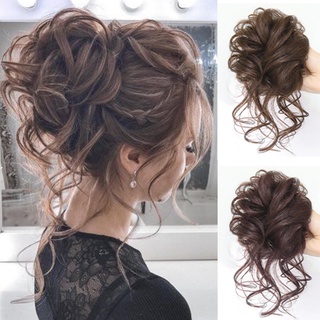 Elástica Faixa De Cabelo Postiços Para As Mulheres Rosquinha Chigon Tendo Messy Coque Scrunchy Falso Sintético Chinharon