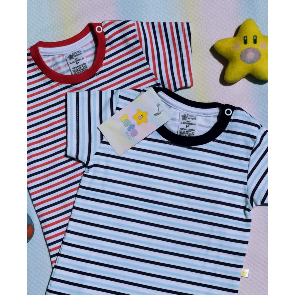 Roupas  Bebê Menino Camisetas Manga Curta Com Botão No Ombro De 3 Meses,  6 Meses A 1 Ano Verão