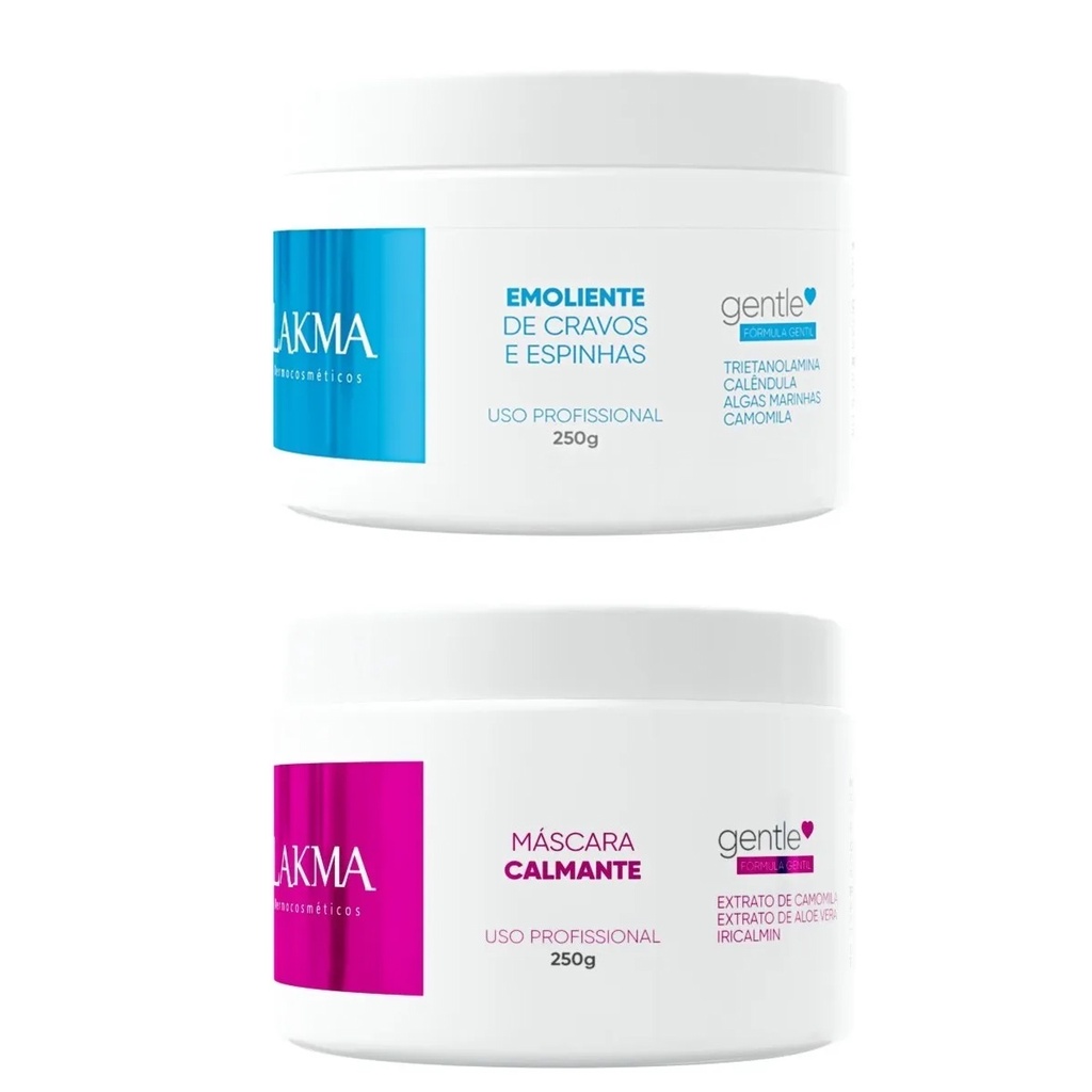Combo Lakma Creme Emoliente de Cravos e Espinhas 250g + Máscara Calmante Profissional 250g