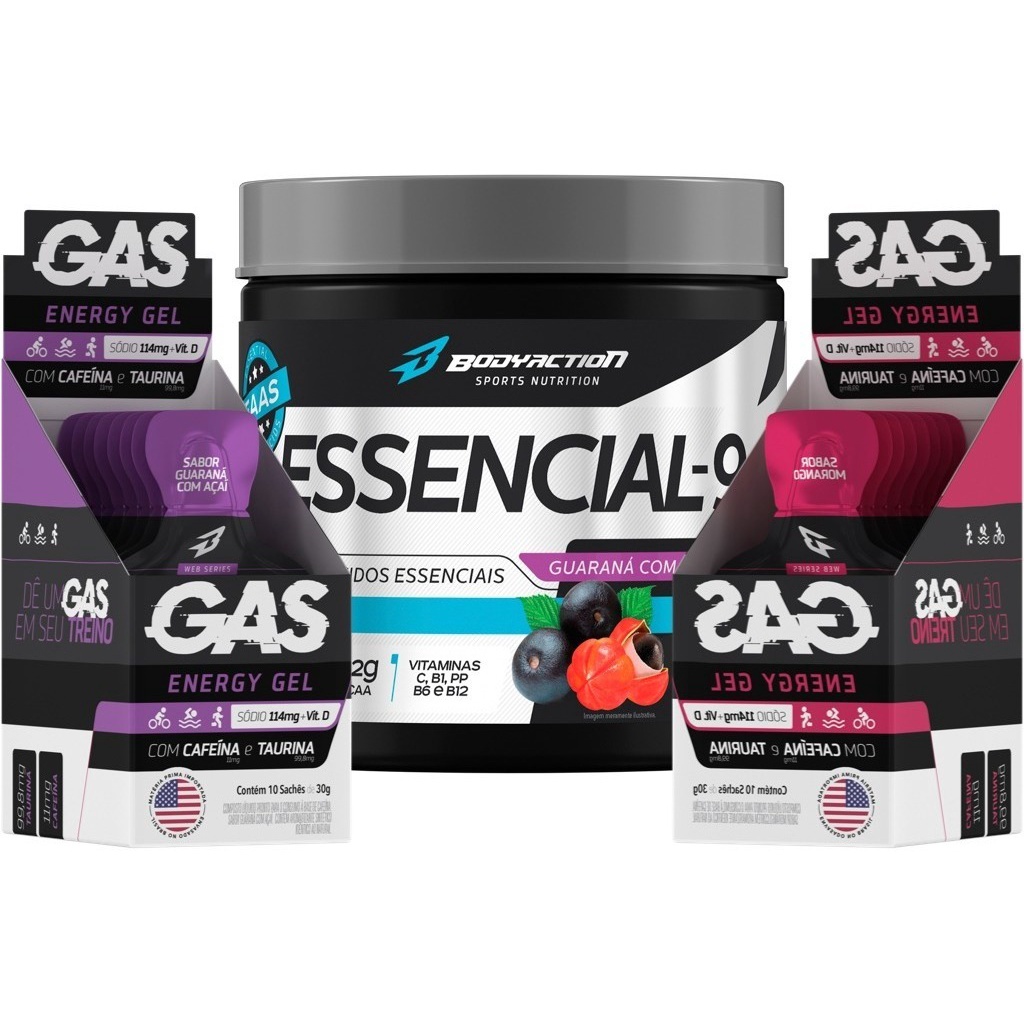Kit 2x Caixas Gas Gel Energético 20 Sachês + Essencial 9 Eaa - Health